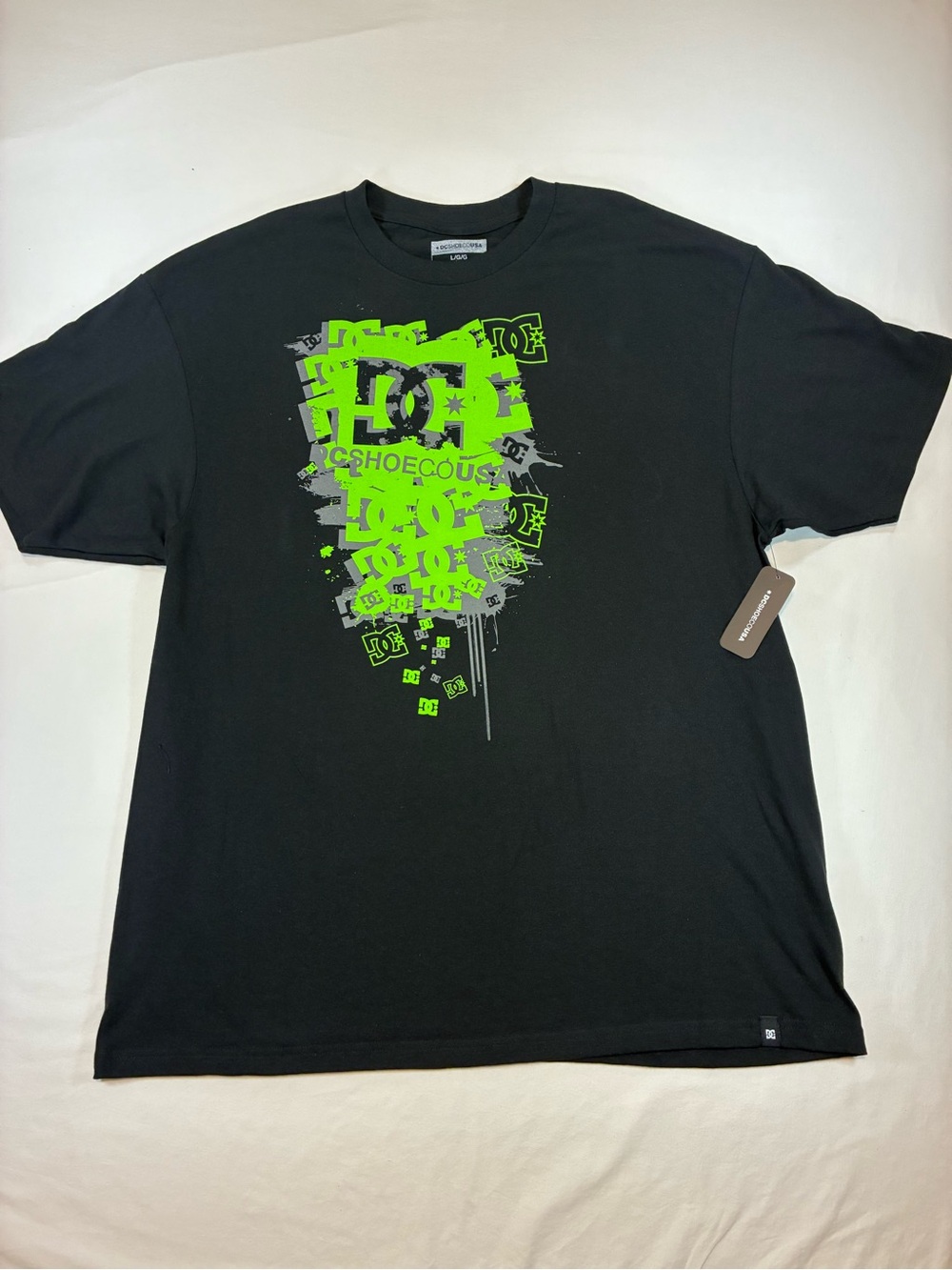 DC Black T-Shirt with Neon Lime Graphic Logo